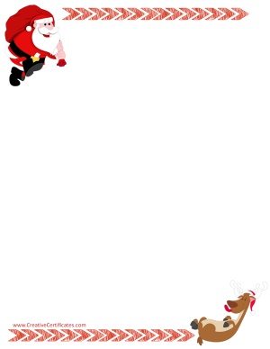 Santa clip art border with Santa carrying a sack of gifts