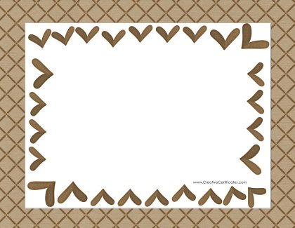 brown hearts within patterned border