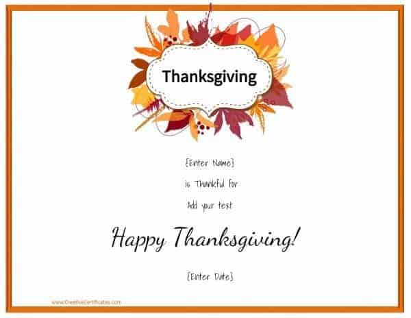 Free Thanksgiving printables that can be customized online