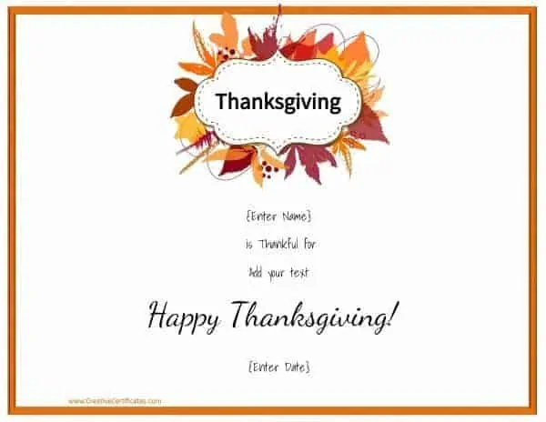 Free Thanksgiving printables that can be customized online