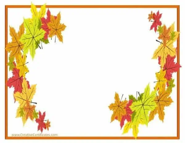 Orange border with Autumn leaves around the page