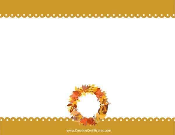 Thanksgiving wreath on border with scalloped edge