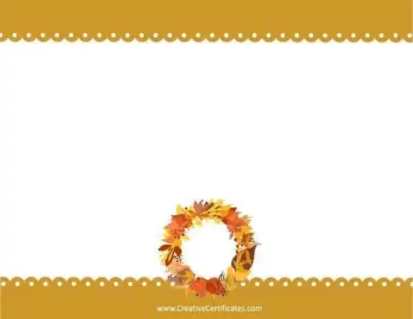 Thanksgiving wreath on border with scalloped edge