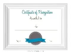 sample recognition certificate template