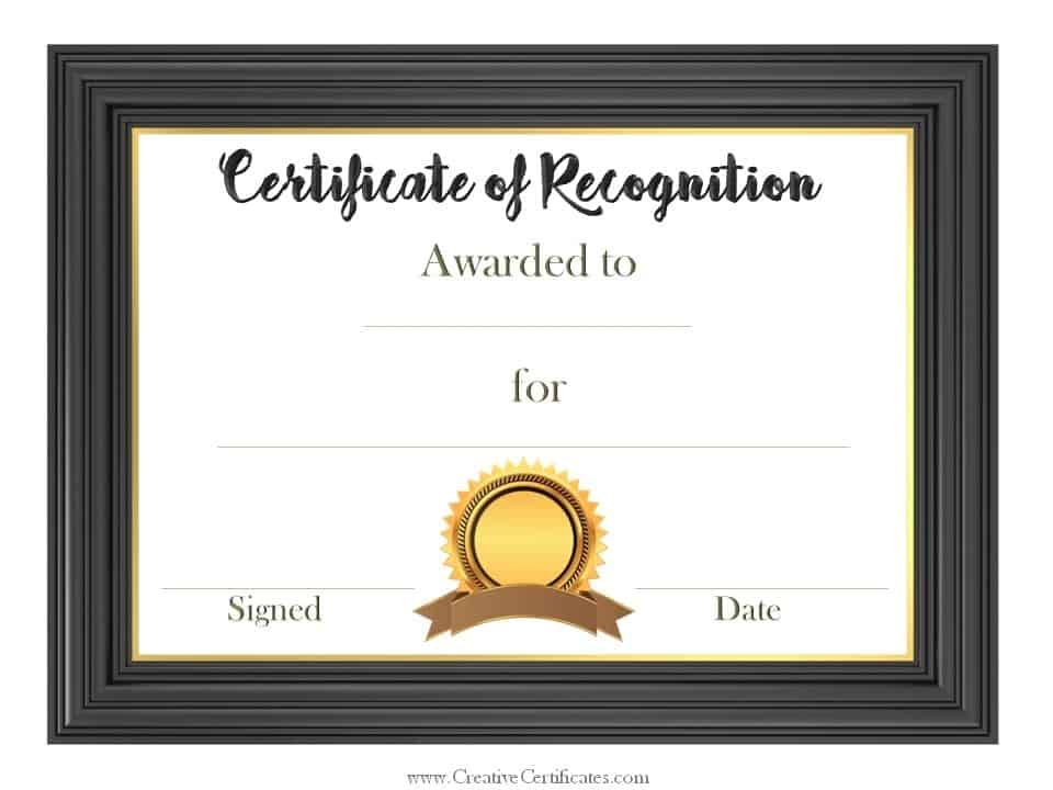 certificate of recognition template