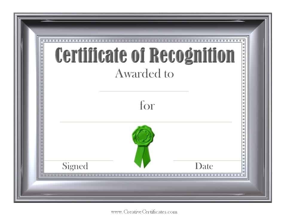 template for certificate of recognition