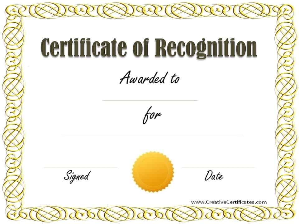 certificate of recognition template