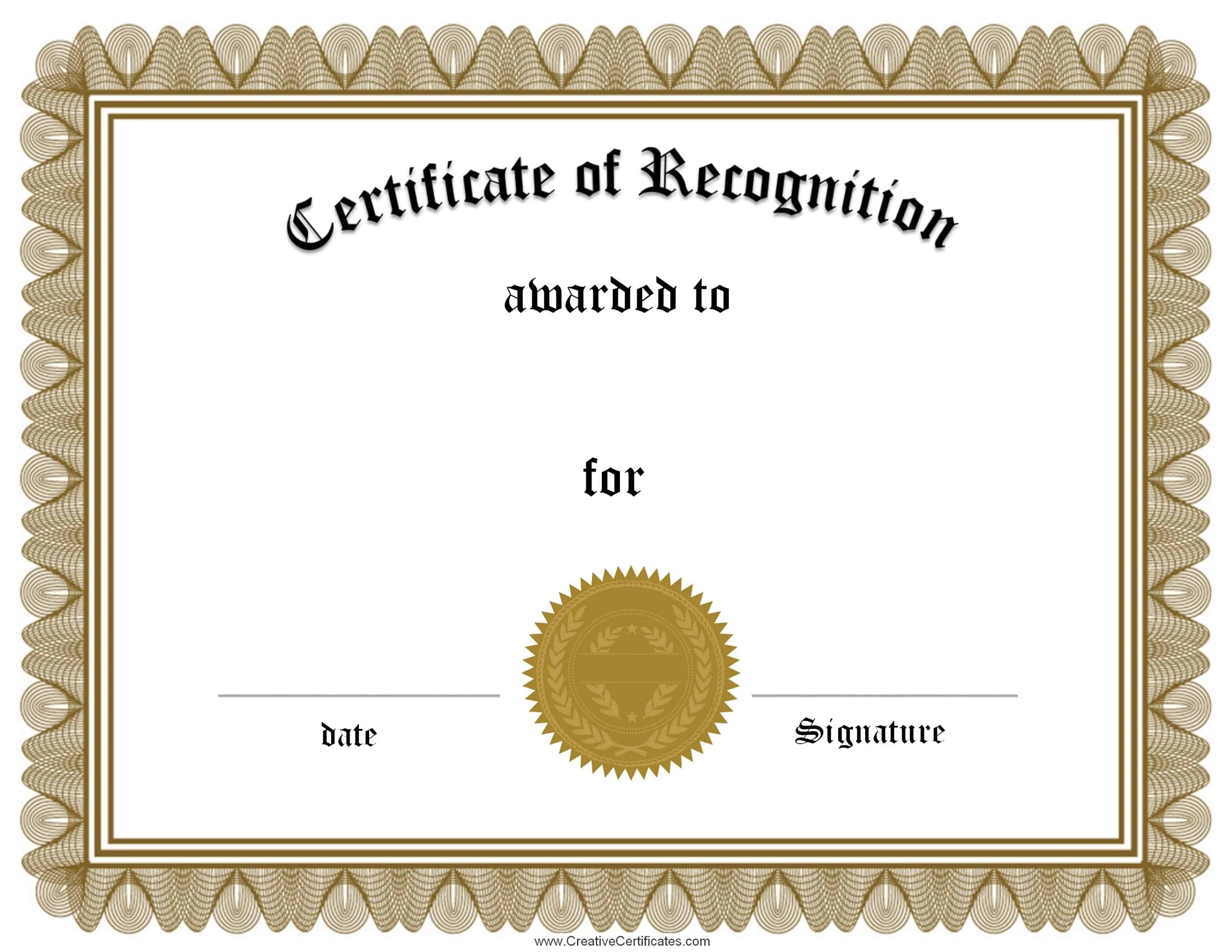 certificate of recognition template