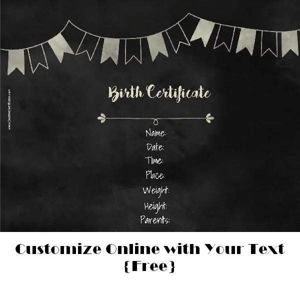 birth announcement on chalkboard background