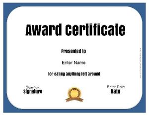 funny award certificate