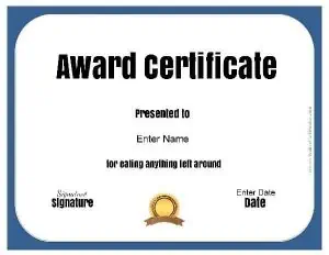 funny award certificate