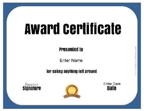 Free Customizable & Printable Funny Awards Free Customizable & Printable Funny Awards