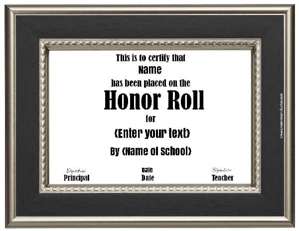 ab honor roll certificate printable