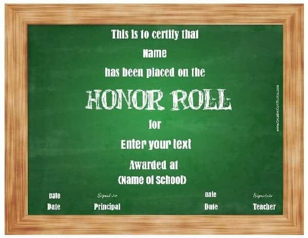 honor roll certificates