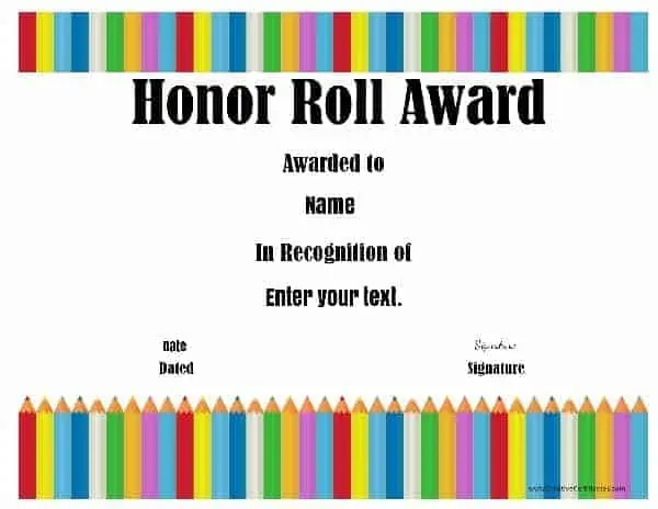 Honor Roll Certificate Templates