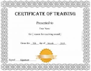certificate of training