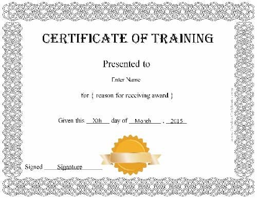 certificate of training
