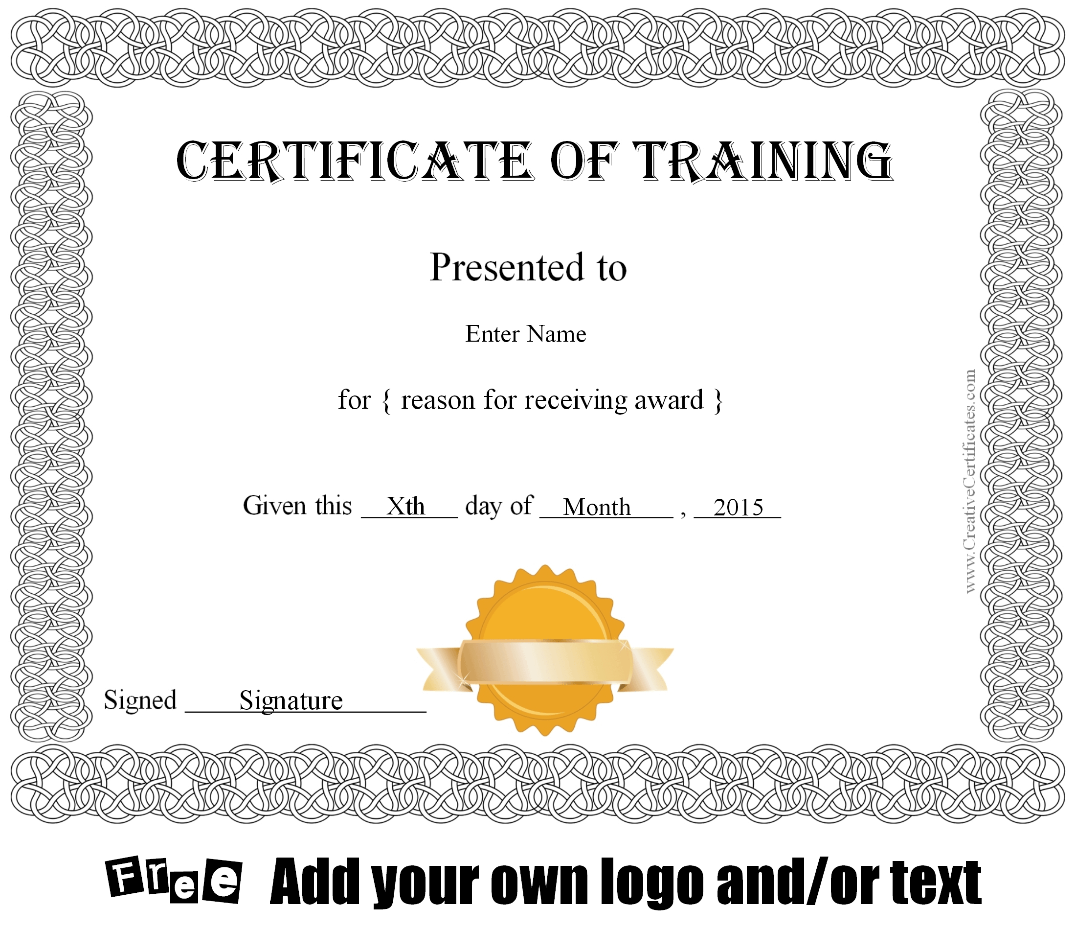 Sample Of Certificate Of Training