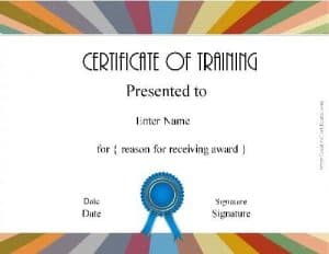 Diploma for training course