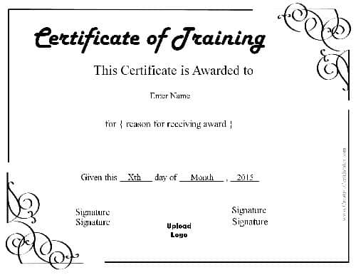 Training certificate