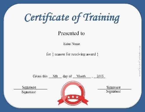 Certificate of training template