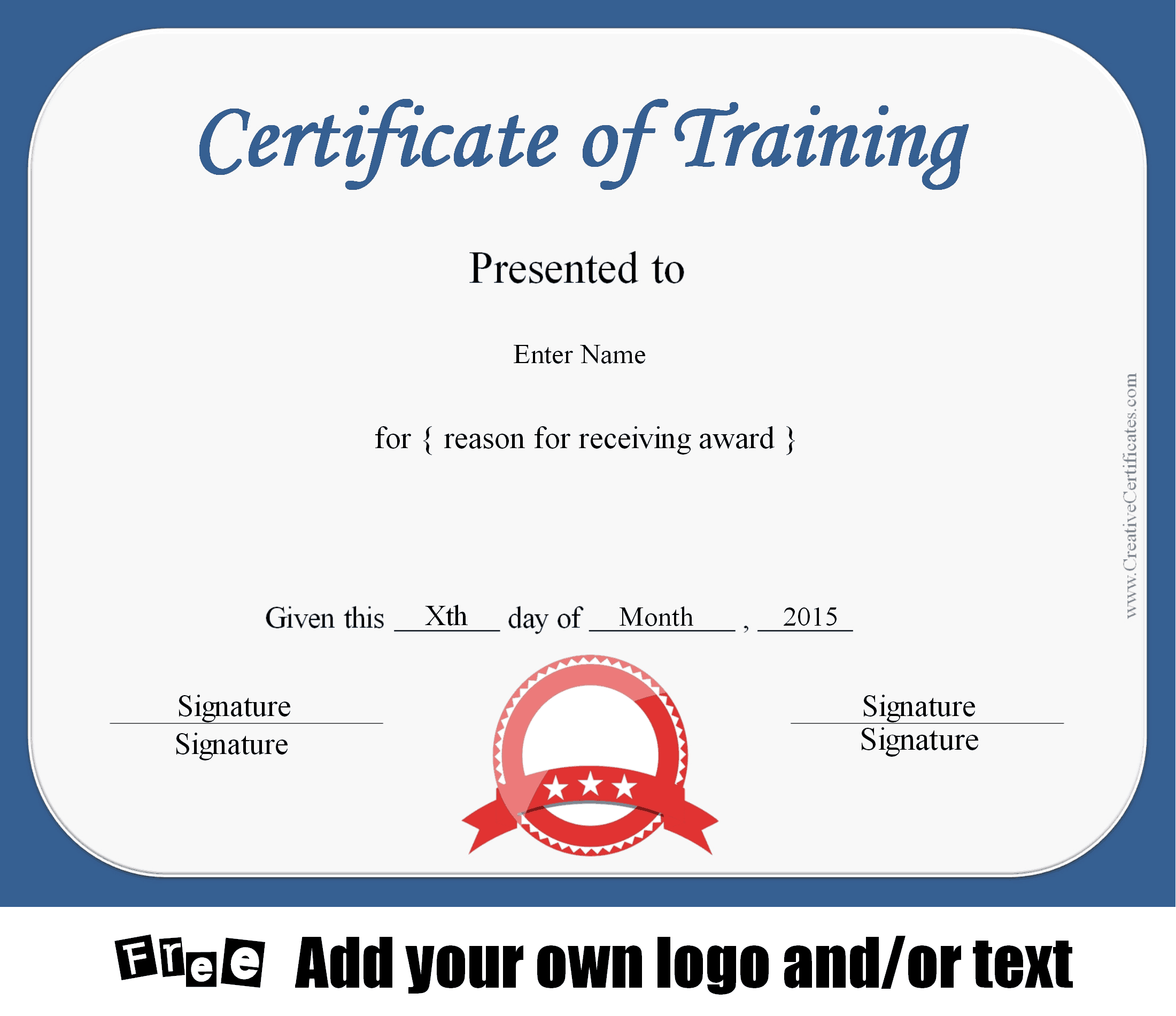 Certificate of training template
