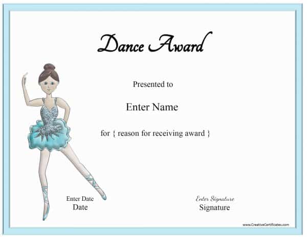 dance award with a picture of a ballerina