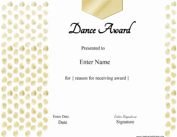Gold dance award template
