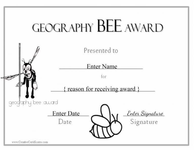 Free Printable Geography Bee Awards