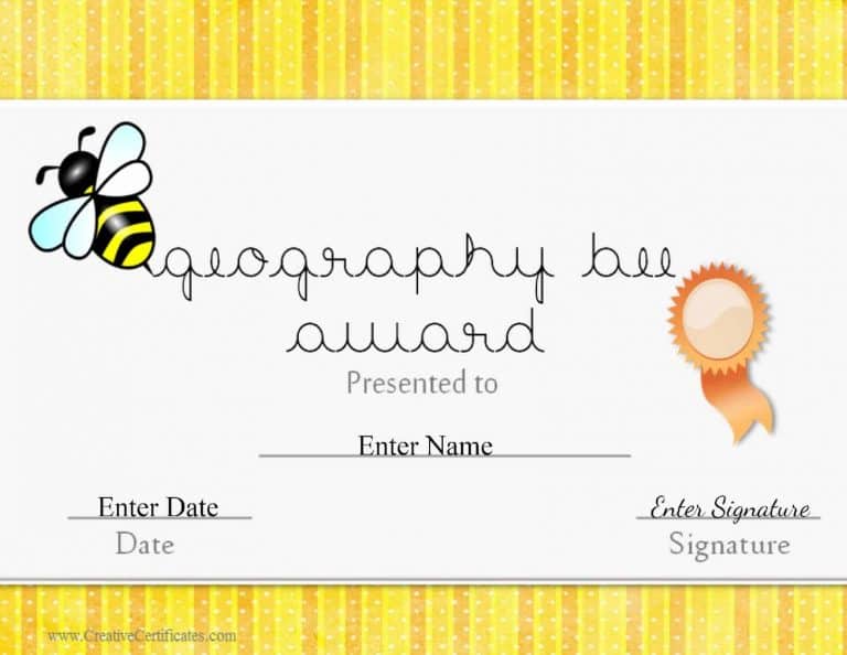 Free Printable Geography Bee Awards