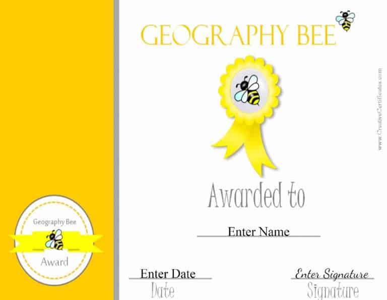 Free Printable Geography Bee Awards