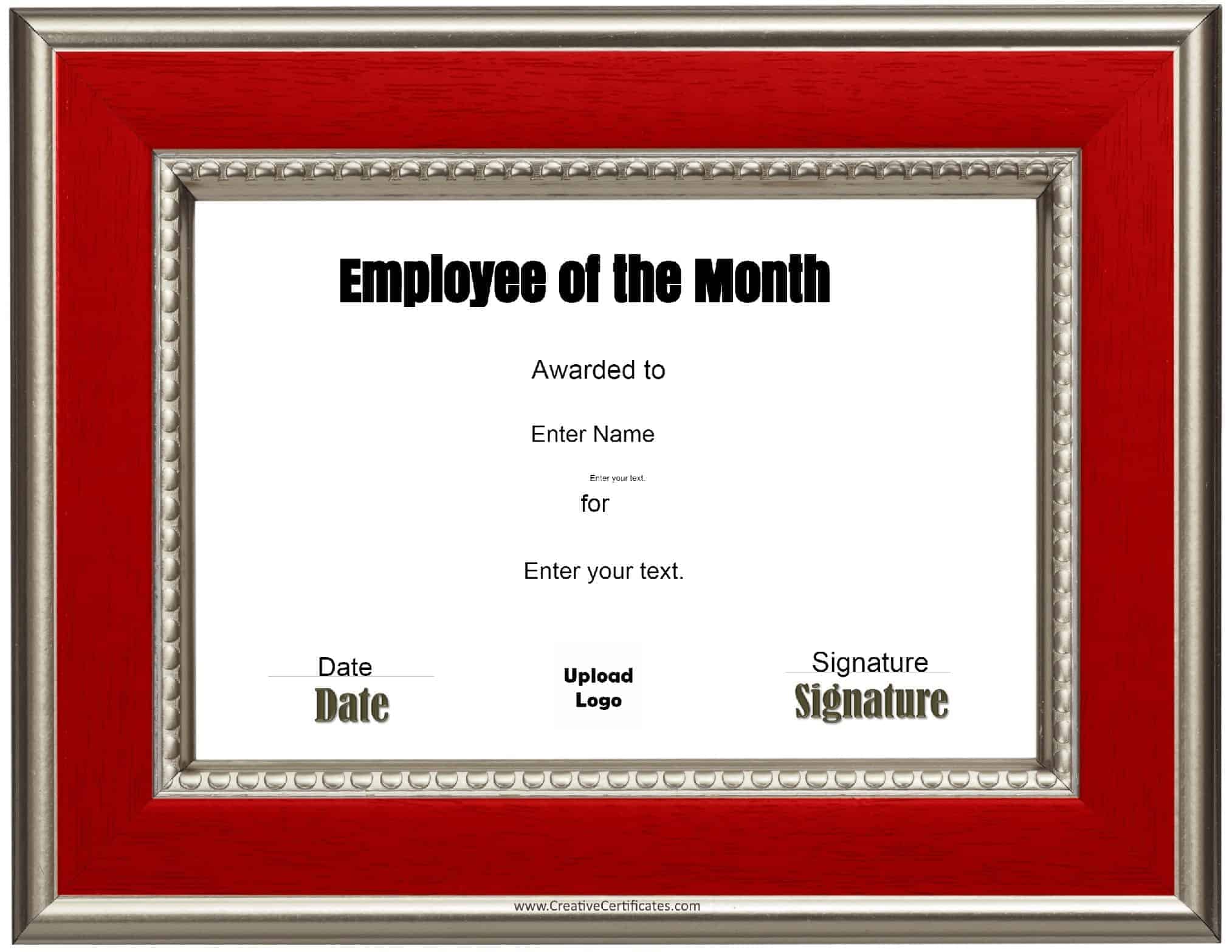 Free Custom Employee of the Month Certificate