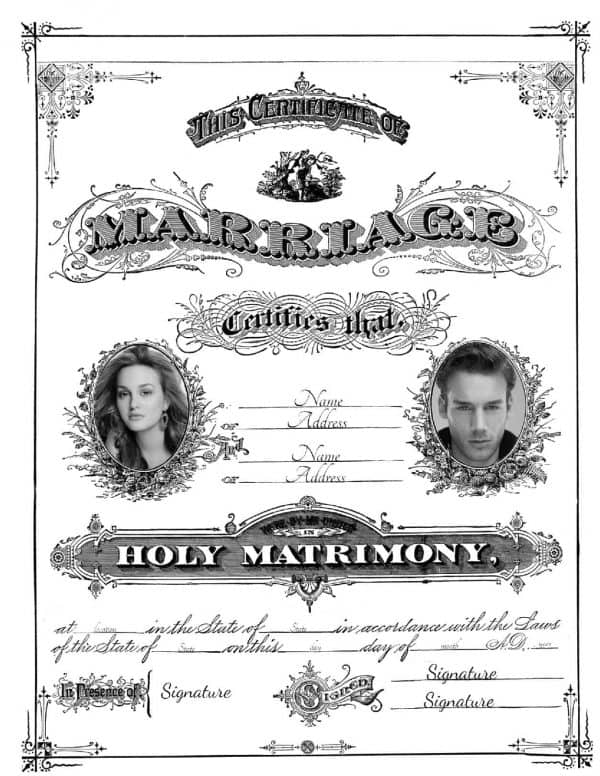 vintage wedding certificate