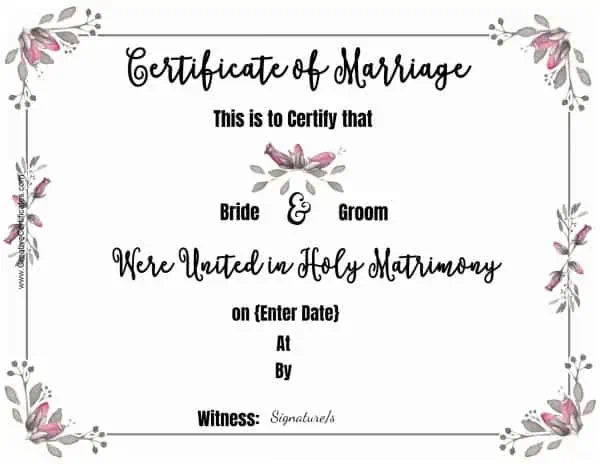 Fake marriage certificate