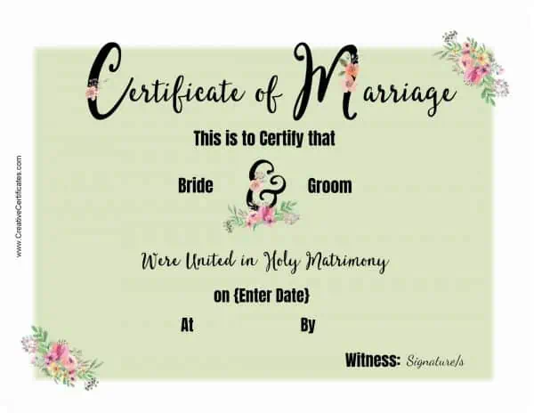 wedding certificates