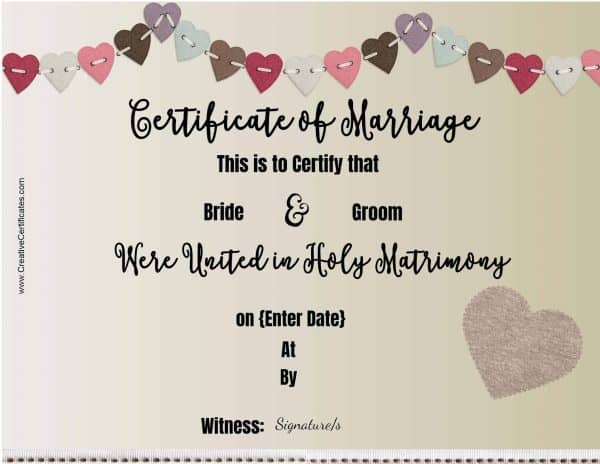 Certificate of marriage template