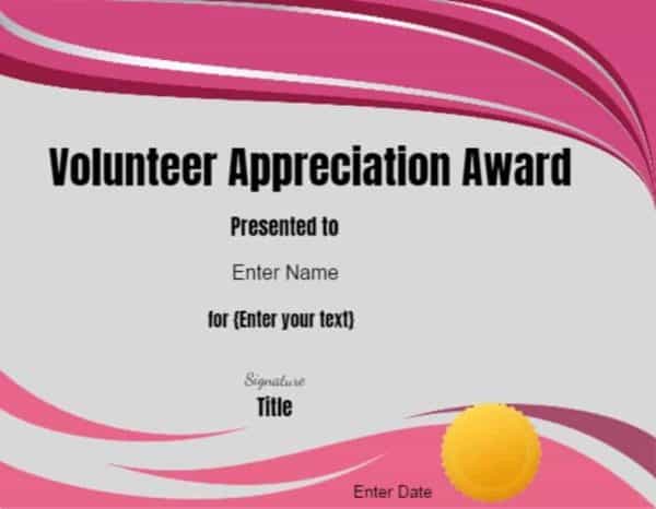 volunteer certificates
