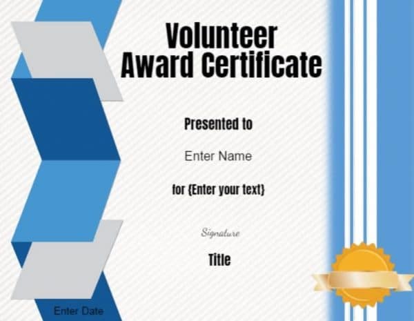 volunteer certificate