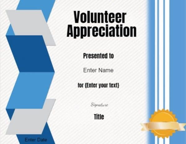 free printable volunteer certificates