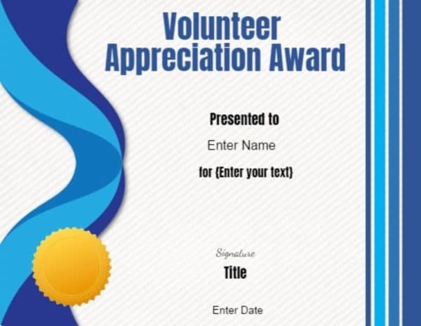 volunteer service certificate