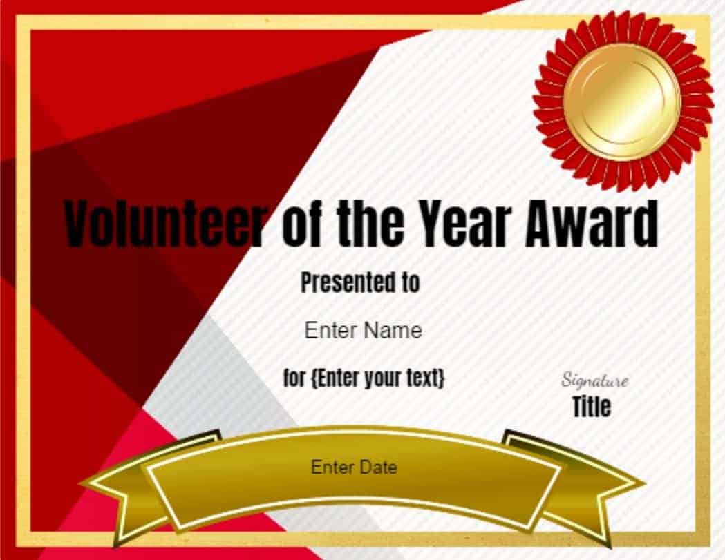 Volunteer Certificate of Appreciation  Customize Online then Print With Regard To Volunteer Certificate Templates