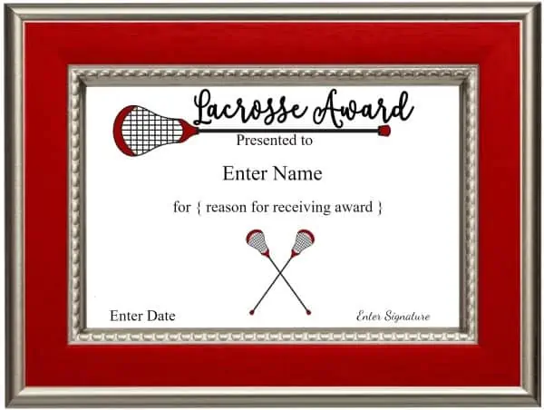 Printable lacrosse certificates