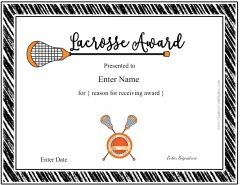 Free Printable Lacrosse Awards and Certificates | Customizable