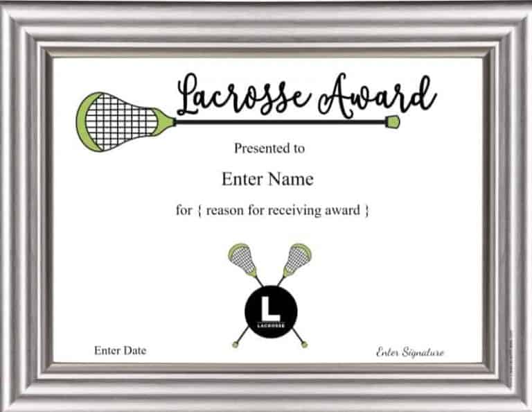 Free Printable Lacrosse Awards and Certificates Customizable