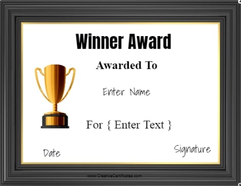 winner award template