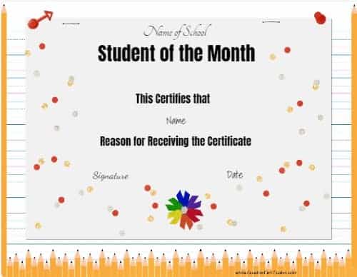 Student of the Month Certificate