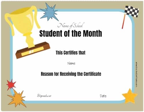 certificate template with a trophy