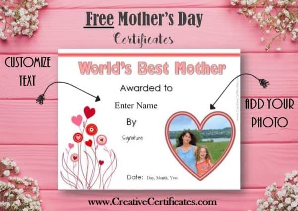 mothers day certificates