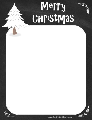 Chalkboard border with a Christmas tree