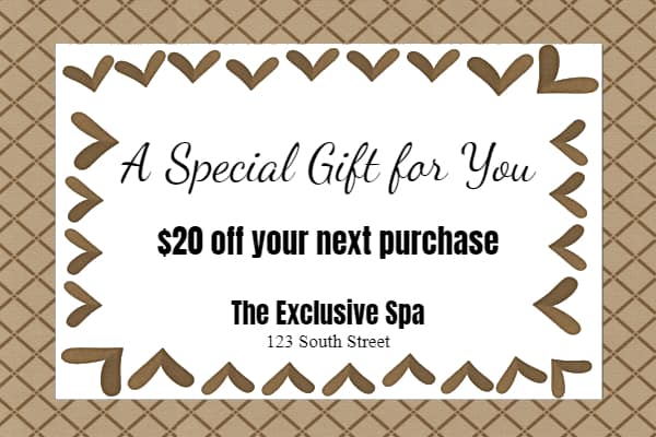Free printable spa gift voucher template